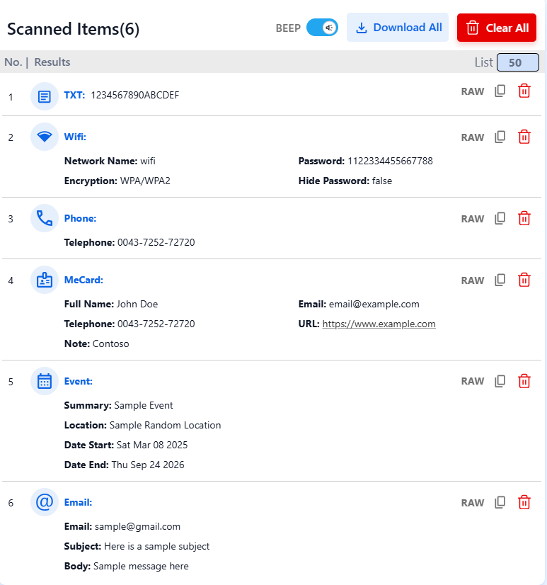 qr code testing output